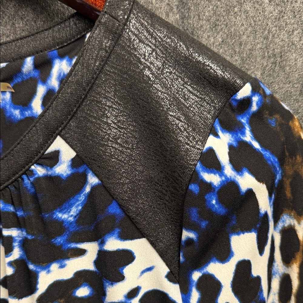 Calvin Klein Blue and Black Animal Print Long Sleeve Dress - Picture 3 of 9
